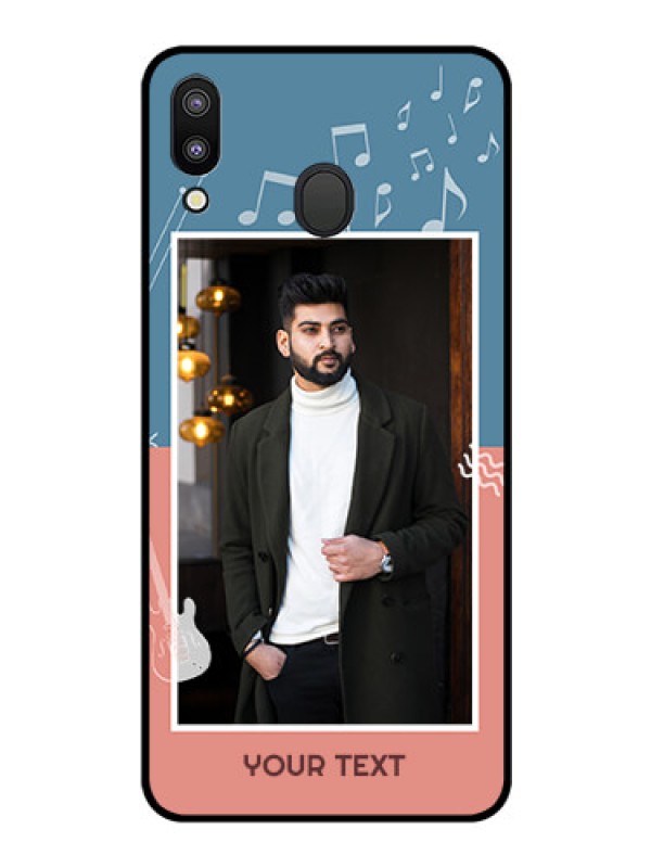 Custom Galaxy M20 Photo Printing on Glass Case - with Color Musical Note Design