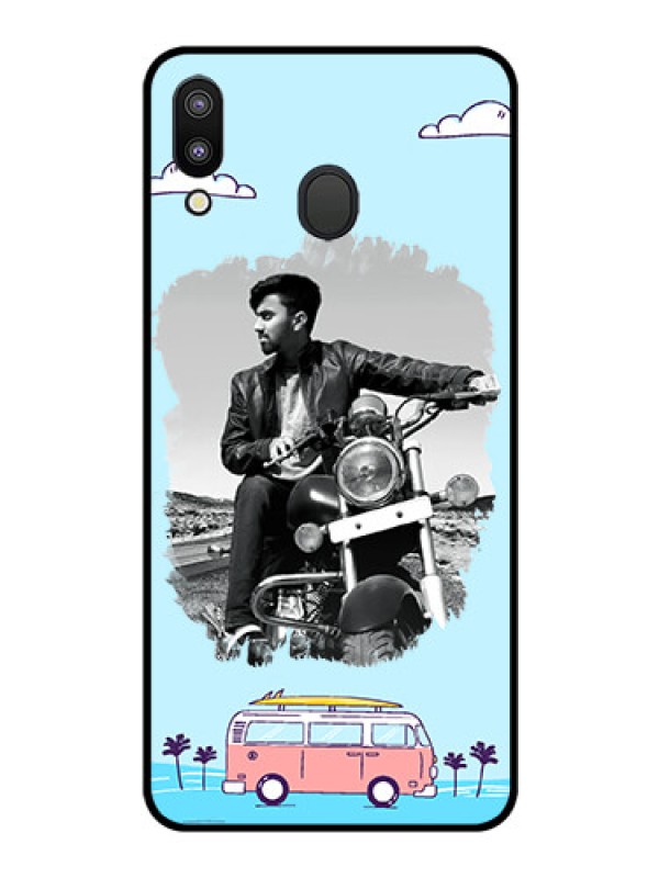 Custom Galaxy M20 Photo Printing on Glass Case - Travel & Adventure Design