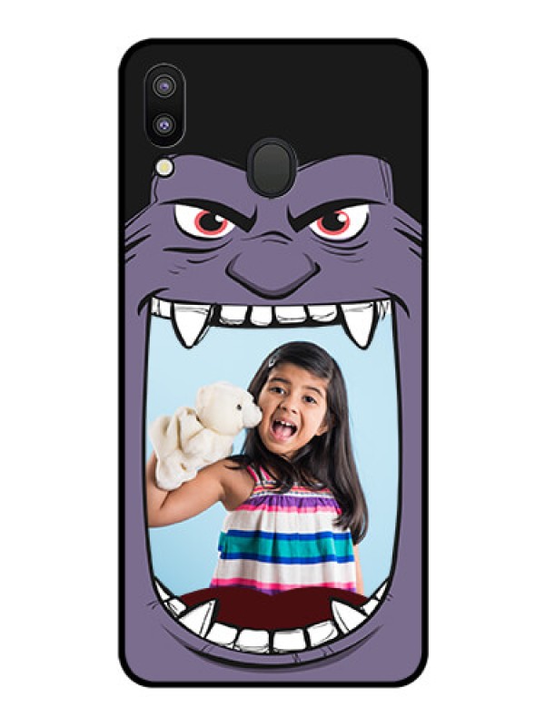 Custom Galaxy M20 Custom Glass Phone Case - Angry Monster Design