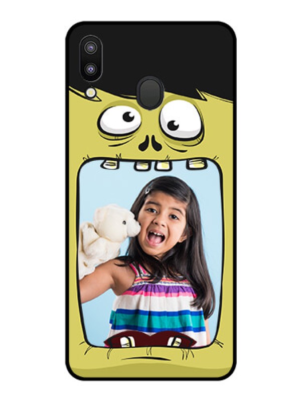Custom Galaxy M20 Personalized Glass Phone Case - Cartoon monster back case Design