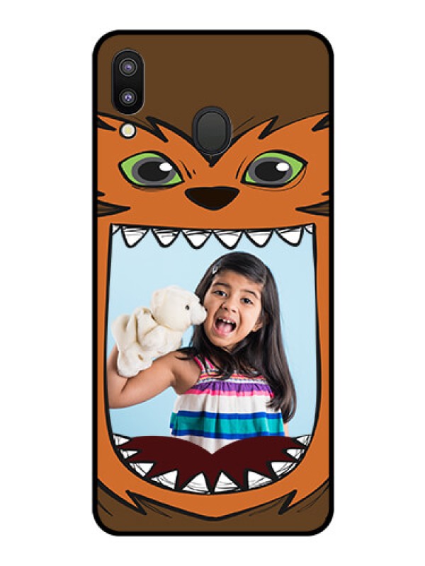 Custom Galaxy M20 Photo Printing on Glass Case - Owl Monster Back Case Design