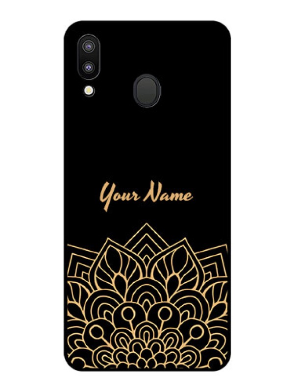 Custom Galaxy M20 Custom Glass Phone Case - Golden mandala Design