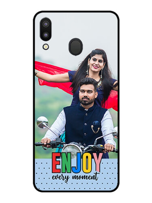 Custom Galaxy M20 Photo Printing on Glass Case - Enjoy Every Moment Design