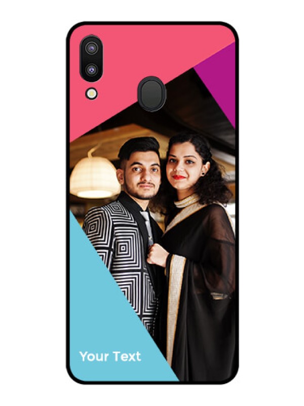 Custom Galaxy M20 Custom Glass Mobile Case - Stacked Triple colour Design