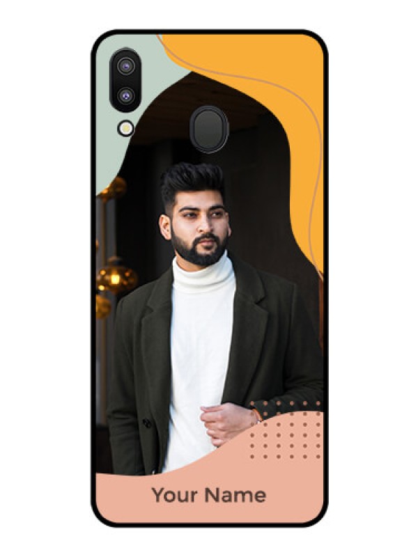 Custom Galaxy M20 Personalized Glass Phone Case - Tri-coloured overlay design