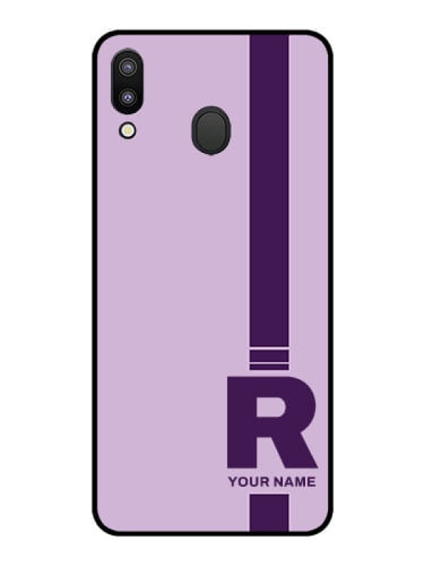 Custom Galaxy M20 Photo Printing on Glass Case - Simple dual tone stripe with name Design