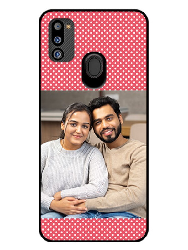 Custom Galaxy M21 2021 Edition Custom Glass Phone Case - White Dotted Design