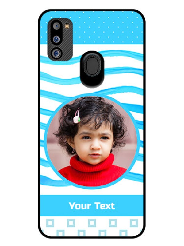 Custom Galaxy M21 2021 Edition Custom Glass Phone Case - Simple Blue Case Design