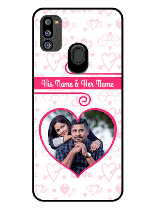 Custom Galaxy M21 2021 Edition Personalized Glass Phone Case - Heart Shape Love Design