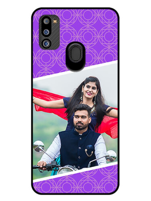 Custom Galaxy M21 2021 Edition Custom Glass Phone Case - Violet Pattern Design