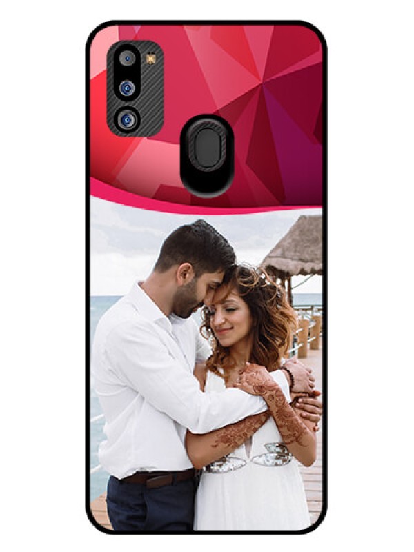 Custom Galaxy M21 2021 Edition Custom Glass Mobile Case - Red Abstract Design
