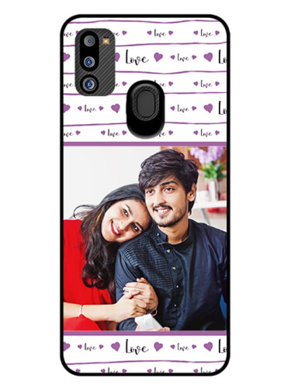 Custom Galaxy M21 2021 Edition Custom Glass Mobile Case - Couples Heart Design