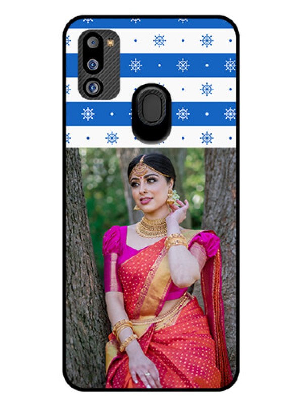 Custom Galaxy M21 2021 Edition Photo Printing on Glass Case - Snow Pattern Design