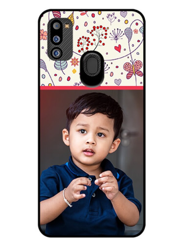 Custom Galaxy M21 2021 Edition Custom Glass Mobile Case - Premium Floral Design
