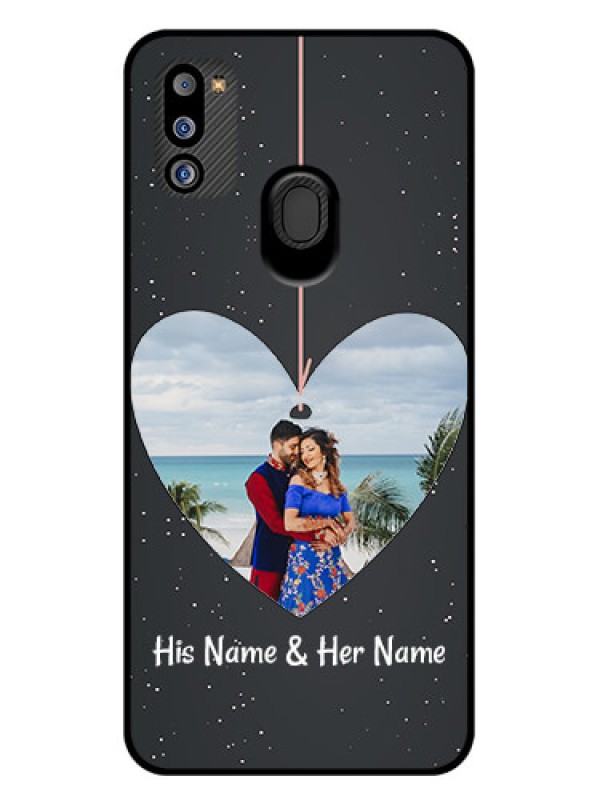 Custom Galaxy M21 2021 Edition Custom Glass Phone Case - Hanging Heart Design