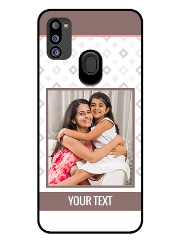 Custom Galaxy M21 2021 Edition Photo Printing on Glass Case - Simple Diamond Design