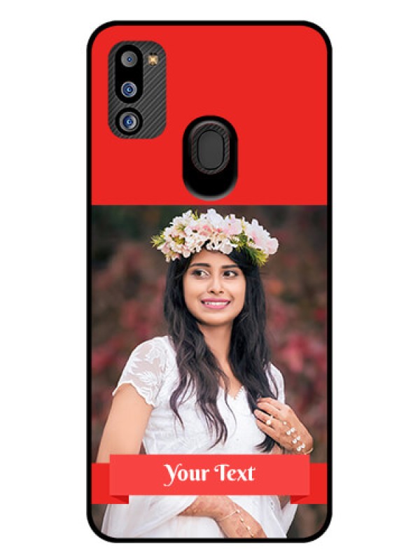 Custom Galaxy M21 2021 Edition Custom Glass Phone Case - Simple Red Color Design