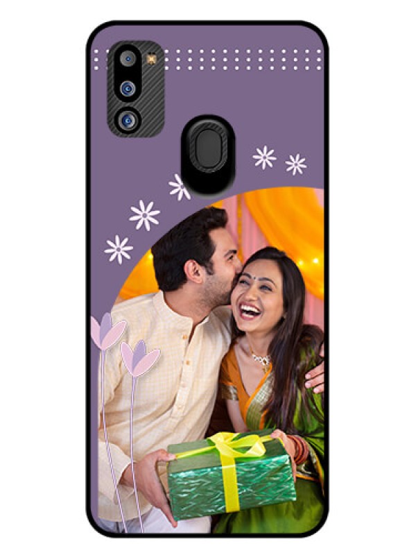 Custom Galaxy M21 2021 Edition Custom Glass Mobile Case - Lavender flowers design 