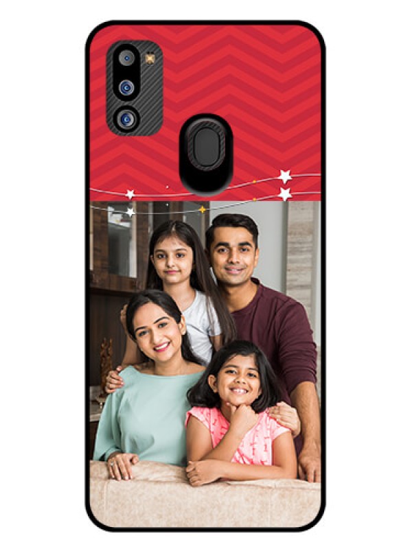 Custom Galaxy M21 2021 Edition Personalized Glass Phone Case - Happy Family Design
