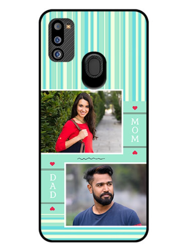 Custom Galaxy M21 2021 Edition Custom Glass Phone Case - Mom & Dad Pic Design