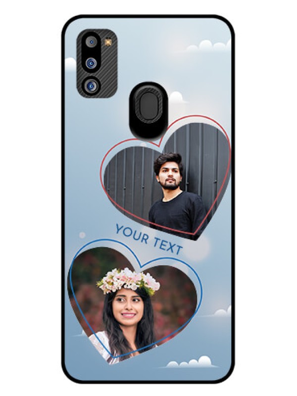 Custom Galaxy M21 2021 Edition Custom Glass Mobile Case - Blue Color Couple Design 