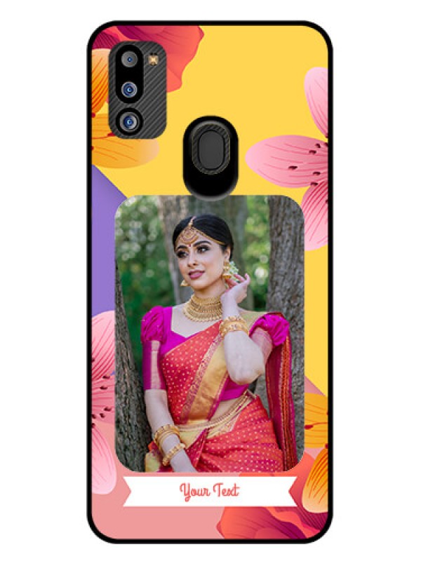 Custom Galaxy M21 2021 Edition Custom Glass Mobile Case - 3 Image With Vintage Floral Design