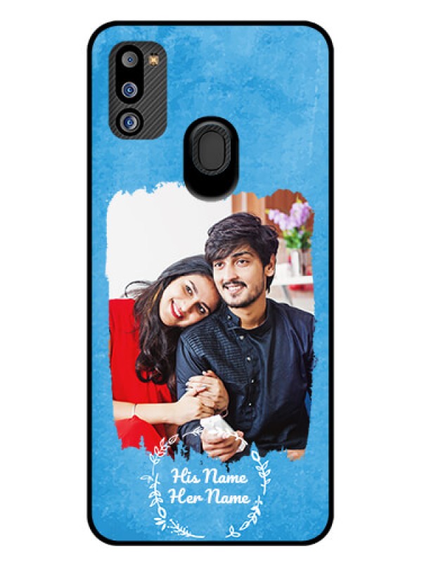 Custom Galaxy M21 2021 Edition Custom Glass Mobile Case - Blue Color Vintage Design