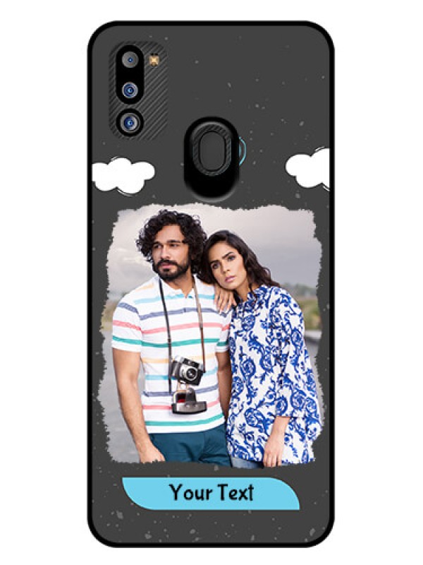 Custom Galaxy M21 2021 Edition Custom Glass Phone Case - Splashes with love doodles Design