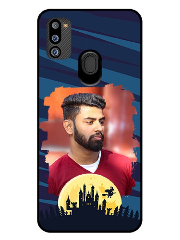 Custom Galaxy M21 2021 Edition Photo Printing on Glass Case - Halloween Witch Design 