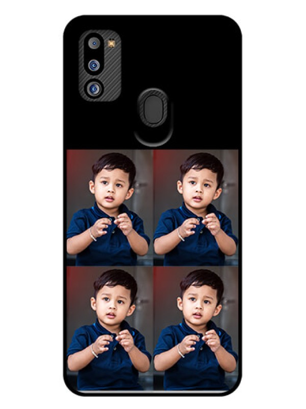 Custom Galaxy M21 2021 Edition 4 Image Holder on Glass Mobile Cover