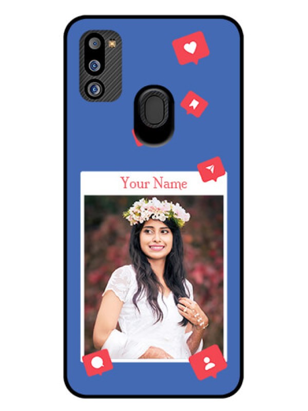 Custom Galaxy M21 2021 Custom Glass Phone Case - Like Share And Comment Design