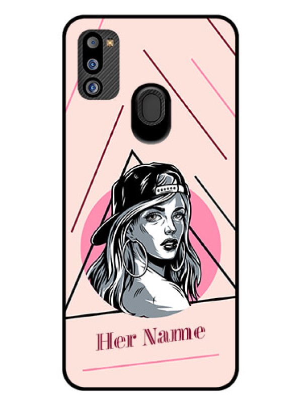 Custom Galaxy M21 2021 Personalized Glass Phone Case - Rockstar Girl Design