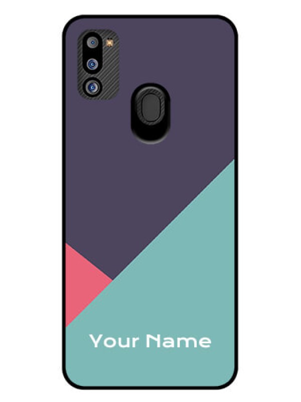 Custom Galaxy M21 2021 Custom Glass Mobile Case - Tri Color abstract Design