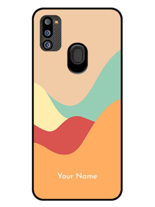 Custom Galaxy M21 2021 Personalized Glass Phone Case - Ocean Waves Multi-colour Design