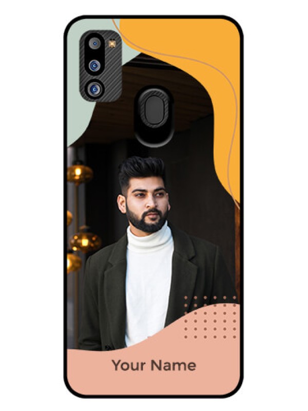 Custom Galaxy M21 2021 Personalized Glass Phone Case - Tri-coloured overlay design