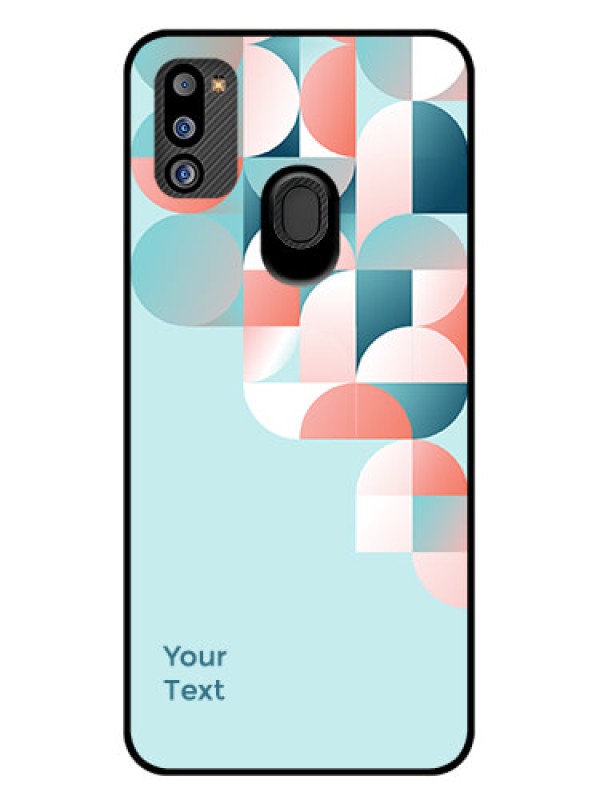 Custom Galaxy M21 2021 Custom Glass Phone Case - Stylish Semi-circle Pattern Design