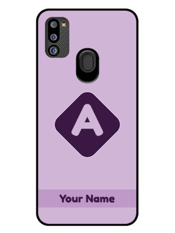 Custom Galaxy M21 2021 Custom Glass Mobile Case - Custom Letter in curved badge Design