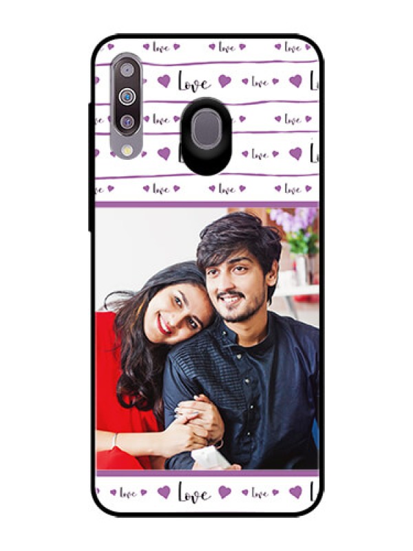 Custom Samsung Galaxy M30 Custom Glass Mobile Case  - Couples Heart Design