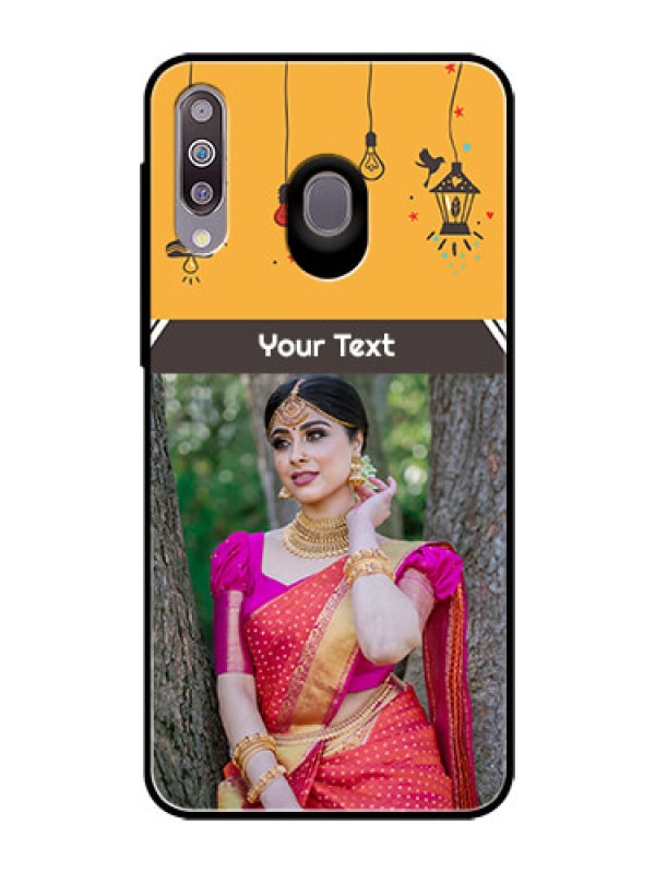 Custom Samsung Galaxy M30 Custom Glass Mobile Case  - with Family Picture and Icons 