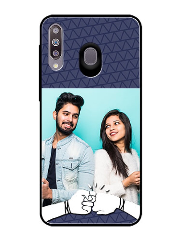 Custom Samsung Galaxy M30 Photo Printing on Glass Case  - with Best Friends Design  
