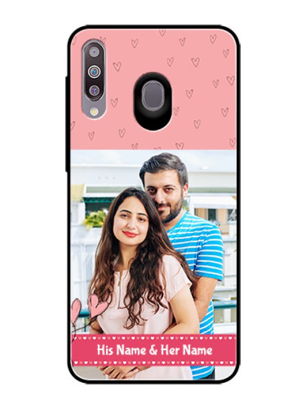 Custom Samsung Galaxy M30 Personalized Glass Phone Case  - Love Design Peach Color