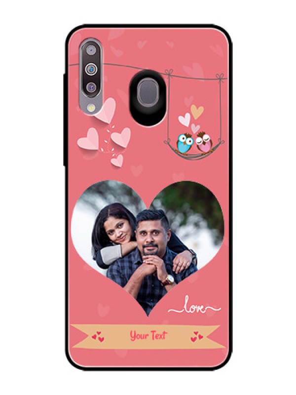 Custom Samsung Galaxy M30 Personalized Glass Phone Case  - Peach Color Love Design 