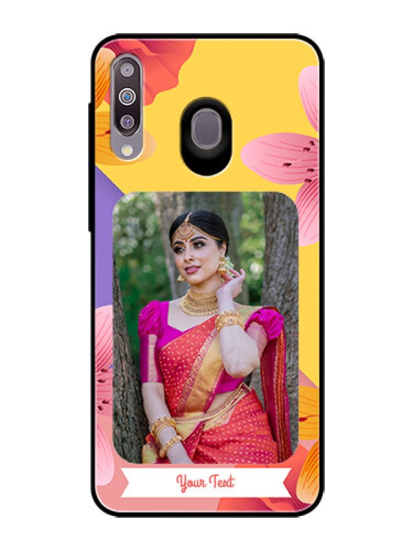 Custom Samsung Galaxy M30 Custom Glass Mobile Case  - 3 Image With Vintage Floral Design