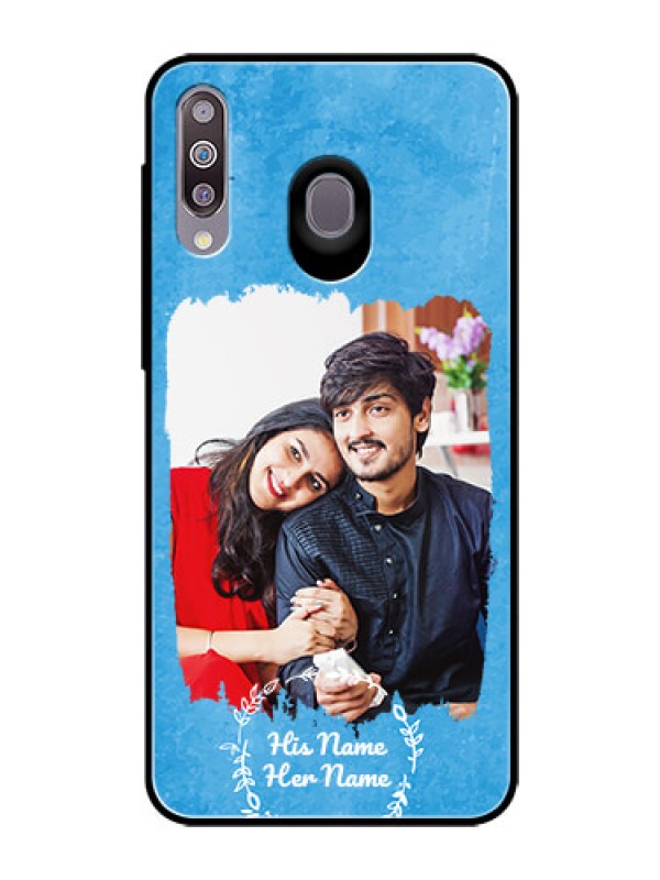 Custom Galaxy M30 Custom Glass Phone Case - Blue Color Vintage Design