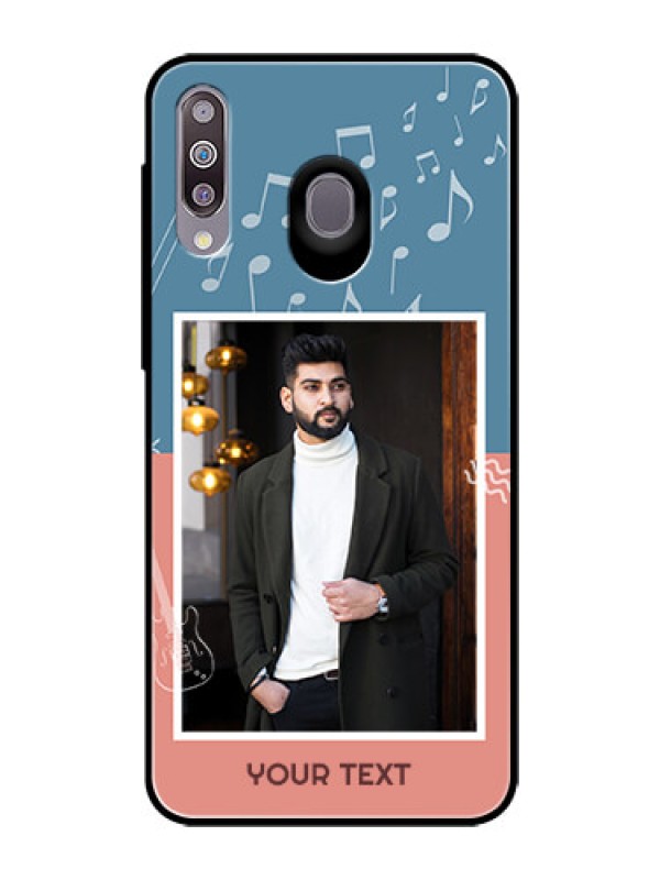 Custom Samsung Galaxy M30 Photo Printing on Glass Case  - with Color Musical Note Design