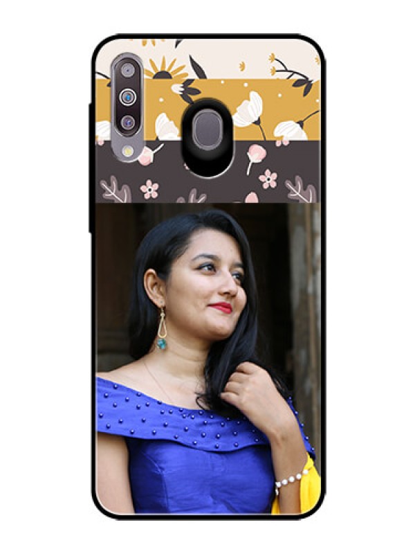 Custom Samsung Galaxy M30 Custom Glass Phone Case  - Stylish Floral Design