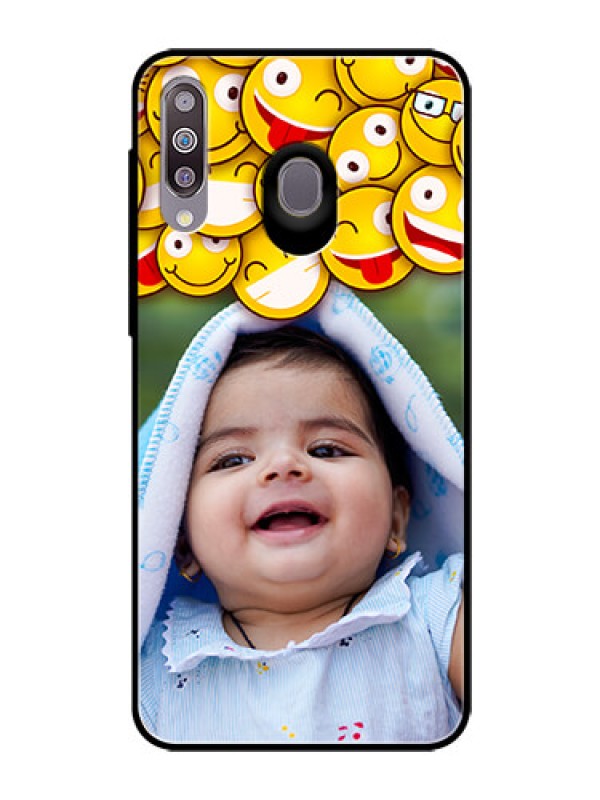 Custom Samsung Galaxy M30 Custom Glass Mobile Case  - with Smiley Emoji Design
