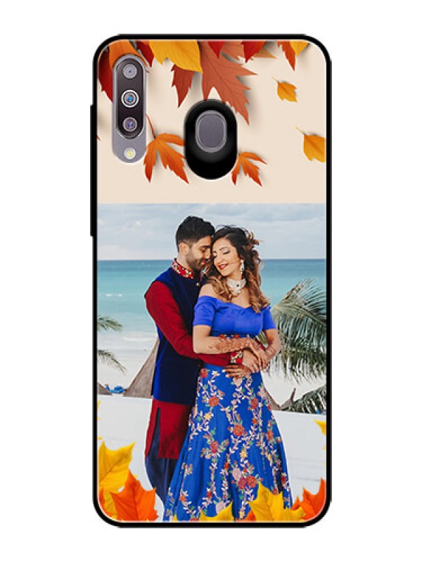 Custom Samsung Galaxy M30 Photo Printing on Glass Case  - Autumn Maple Leaves Design