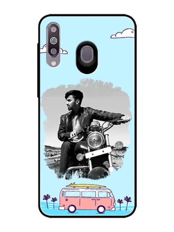 Custom Samsung Galaxy M30 Photo Printing on Glass Case  - Travel & Adventure Design