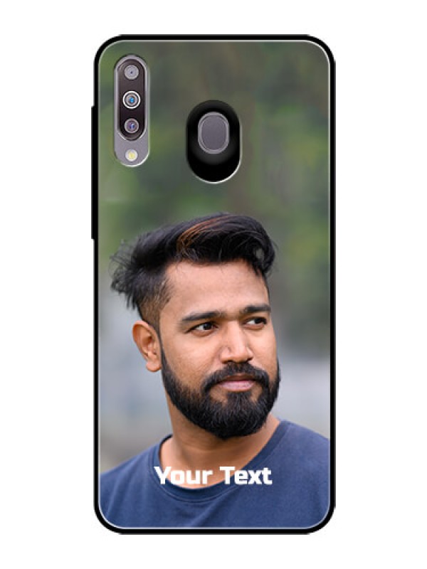 Custom Galaxy M30 Glass Mobile Cover: Photo with Text